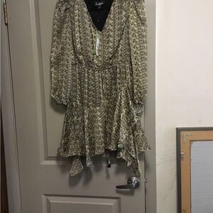 Sam Edelman White and Green Ruffled Wrap Sundress
